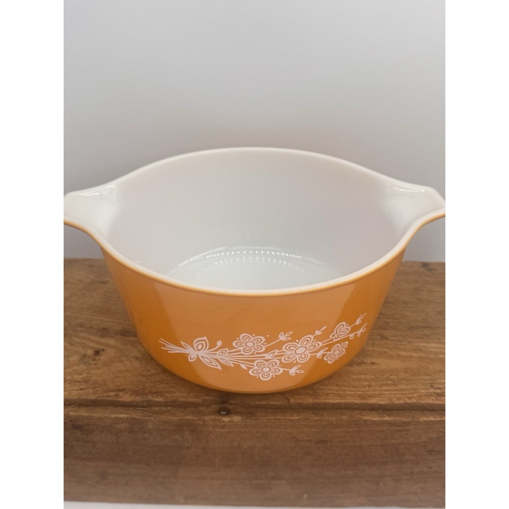 Pyrex 474 B Butterfly Gold 1.5‎ qt Oval Cinderella VTG Casserole Dish NO LID - Picture 2 of 7